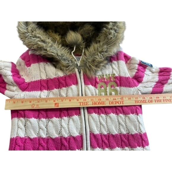 "PINK" RARE! Y2K Zip Up Hooded Faux Fur Lined Sweater SZ L 1986 Tween PLZ READ!! - Picture 13 of 16